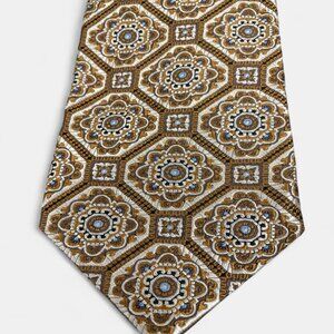 Jos. A. Bank Signature Collection Silk Silver Brown Tie Italy Textured Geometric